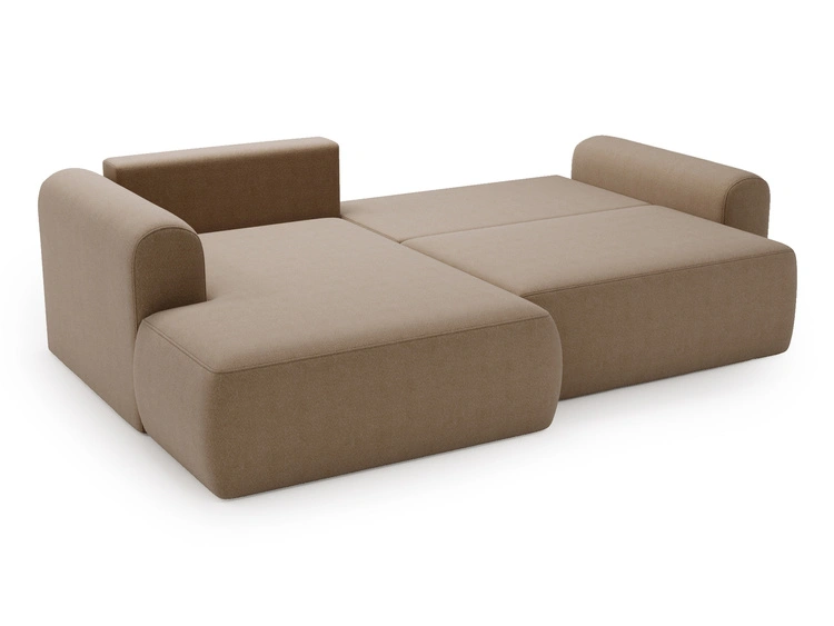 Ecksofa L-Form mit Schlaffunktion und Bettkasten Savana Bis Braun