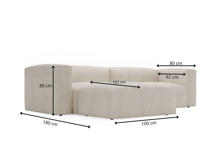 Ecksofa L-Form Links Moderne Cord Ecksofa Landi Schwarz