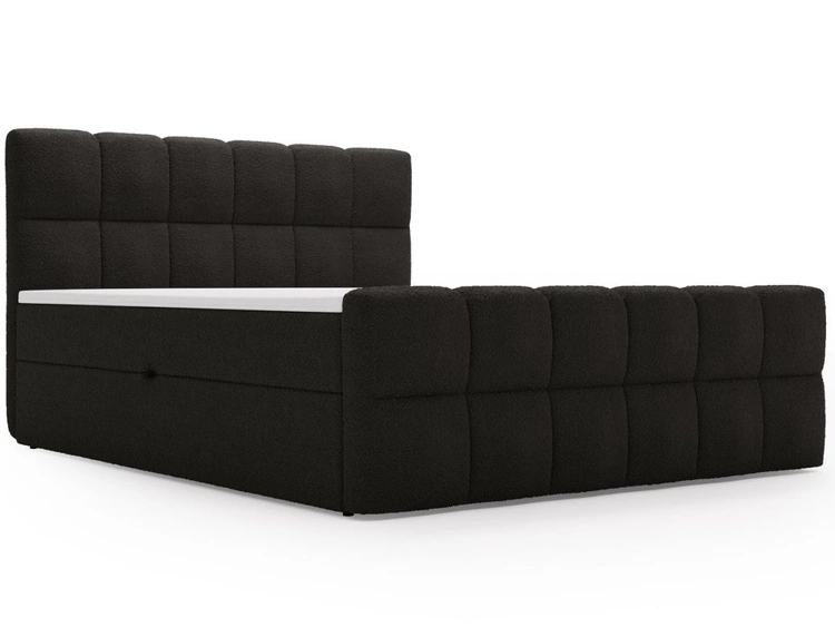 Boxspringbett mit Bettkasten 160x200 Bouclé-Stoff Alicante Schwarz