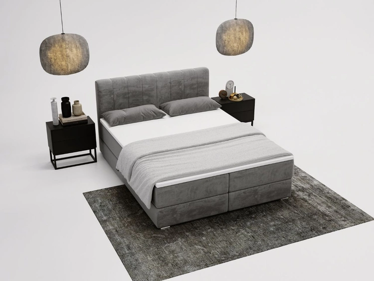 Boxspringbett mit Bettkasten 140x200 Forte Grau