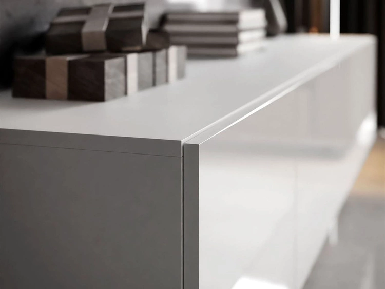 Hängeschrank mit Türen und LED-Beleuchtung 200 cm Nodoo Weiß Hochglanz