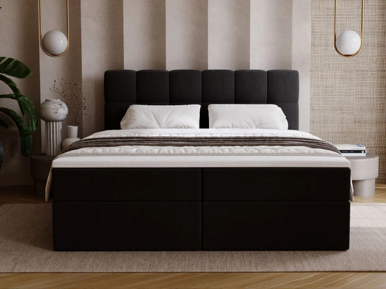 Boxspringbett mit Bettkasten 200x200 Maison Schwarz