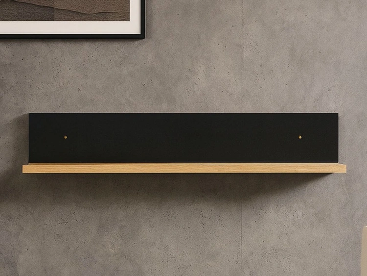 Langes Hängeregal 90 cm für das Wohnzimmer Lavore Wotan Eiche, Schwarz matt