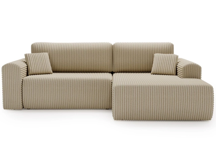 Ecksofa mit Schlaffunktion und Bettkasten Belvio rechts Beige