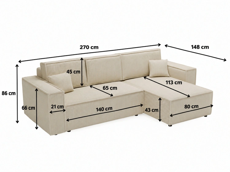 Ecksofa L-Form mit Schlaffunktion und Bettkasten Prato XL Schwarz