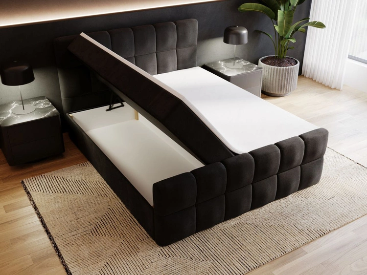 Boxspringbett mit Bettkasten 160x200 Alicante Schwarz