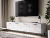 TV-Lowboard mit Türen und LED-Beleuchtung auf Schwarzen Metallbeinen 200 cm Noaé Weiß Hochglanz