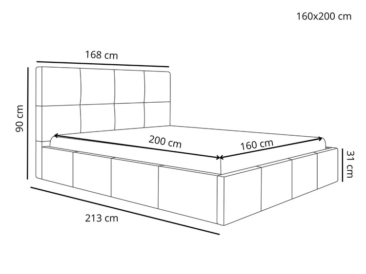 Polsterbett mit Bettkasten und Lattenrost 160x200 Malo Dunkelblau