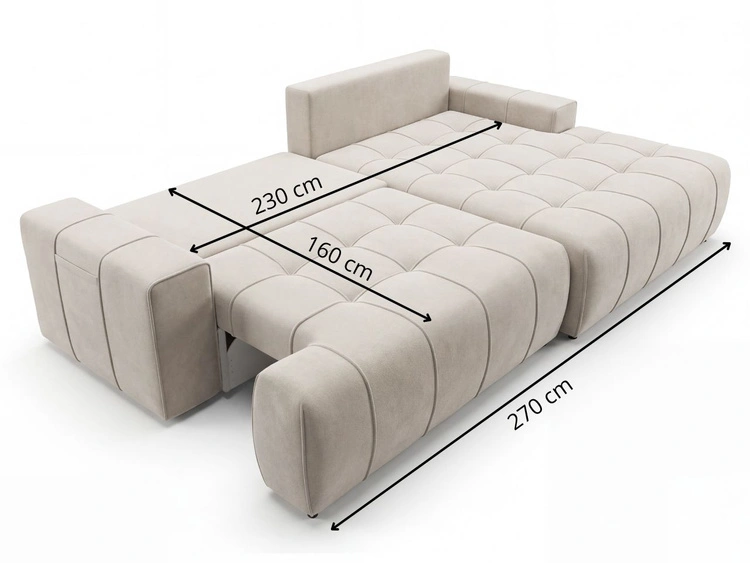 Ecksofa L-Form mit Schlaffunktion und Bettkasten Tulio Links Schwarz