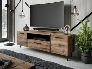 TV-Lowboard im Loft-Stil, zweitürig mit Schublade Lunelie Flagstaff-Eiche