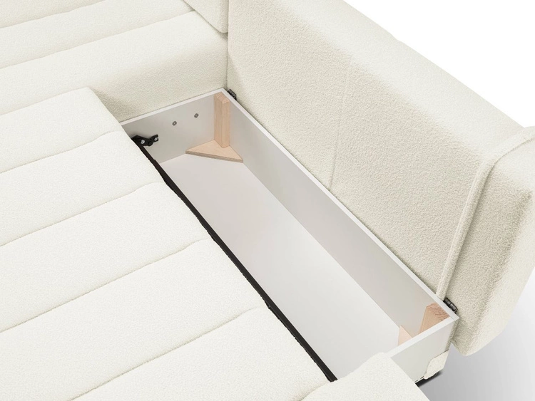 Ecksofa mit Schlaffunktion und Bettkasten Links Adoro Creme