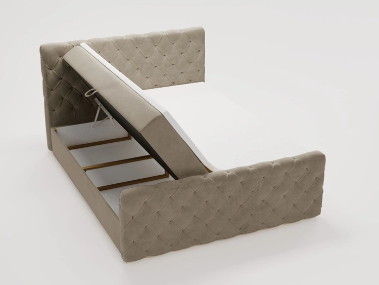 Boxspringbett mit Bettkasten 160x200 Lunaris Hellbraun