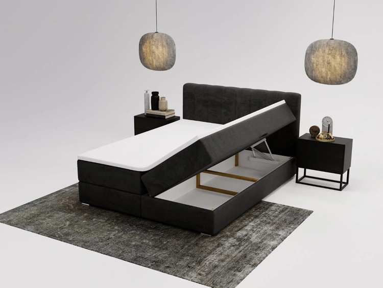 Boxspringbett mit Bettkasten 140x200 Forte Schwarz
