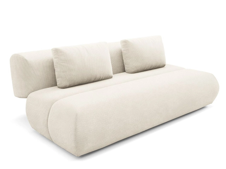 Schlafsofa mit verstellbarer Rückenlehne, Schlaffunktion und Bettkasten Figo Creme