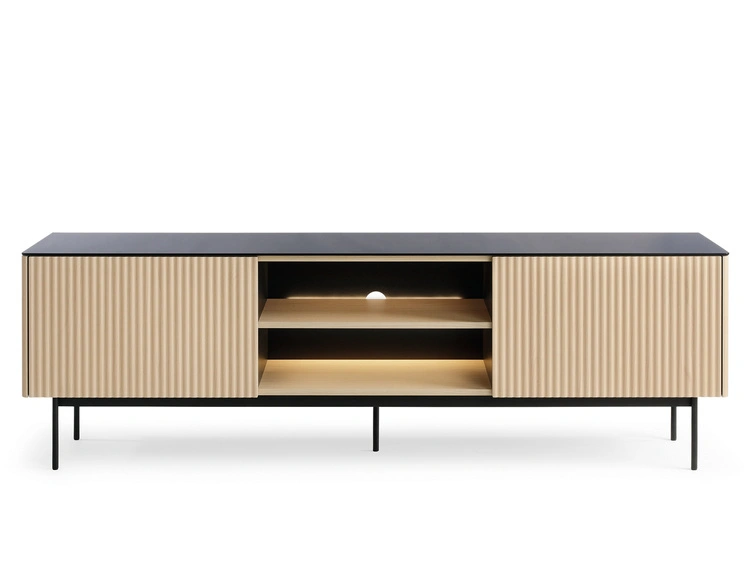 Zweittüriges TV-Lowboard für Wohnzimmer Auroé Eiche Vicenza
