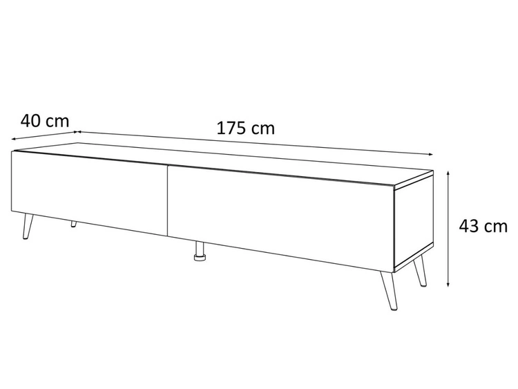 TV-Lowboard mit Türen auf Silbernen Metallbeinen 175 cm mit LED-Beleuchtung Sorelle Weiß Hochglanz