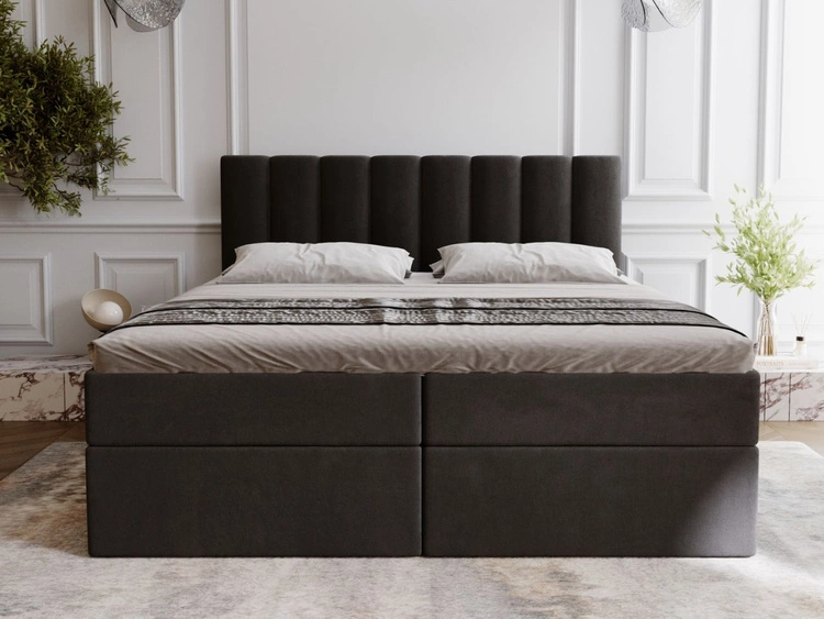 Boxspringbett mit Bettkasten 200x200 Mocca Schwarz