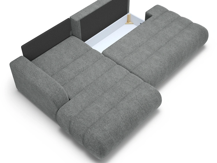 Ecksofa L-Form mit Schlaffunktion und Bettkasten Lisso Links Grau