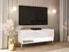 TV-Schrank 90 cm mit LED-Beleuchtung und goldenen Metallbeinen Aurelie Weiß Hochglanz