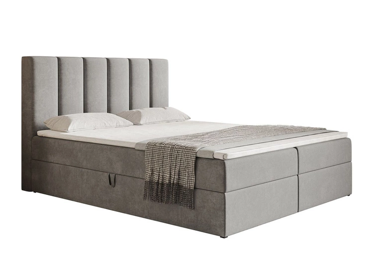 Boxspringbett mit Bettkasten 140x200 Cascada Grau