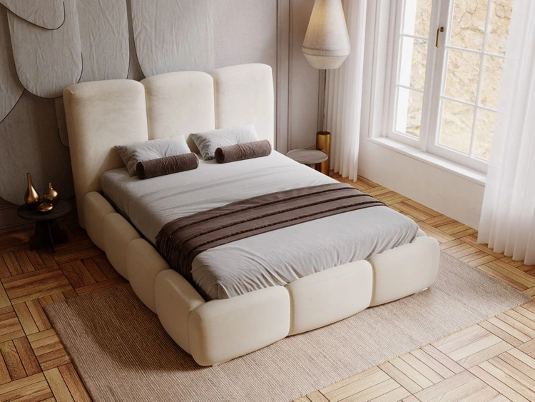 Polsterbett mit Bettkasten und Lattenrost 160x200 Bubble Beige