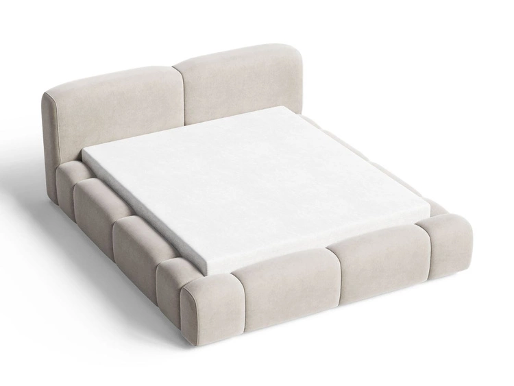 Polsterbett mit Bettkasten und Lattenrost 120x200 Aubi Beige