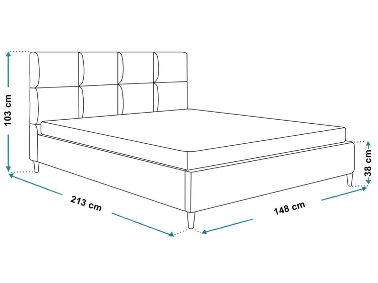 Polsterbett mit Lattenrost 140x200 Luxe Grau
