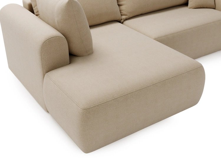 Ecksofa L-Form mit Schlaffunktion und Bettkasten Savana Bis Beige