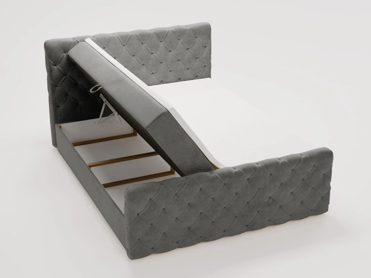 Boxspringbett mit Bettkasten 120x200 Lunaris Grau