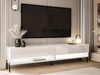 TV-Schrank für das Wohnzimmer 180 cm mit schwarzen Metallbeinen und LED-Beleuchtung Aurelie Weiß Hochglanz