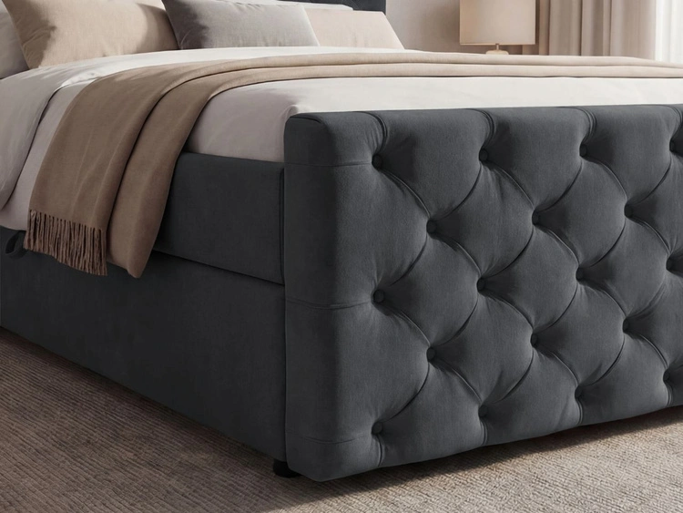 Boxspringbett mit Bettkasten 120x200 Montego Dunkel grau
