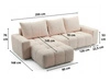 Ecksofa L-Form mit Schlaffunktion und Bettkasten Bresso Creme