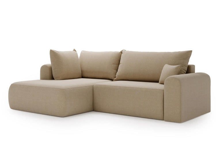 Ecksofa L-Form mit Schlaffunktion und Bettkasten Savana Bis Beige