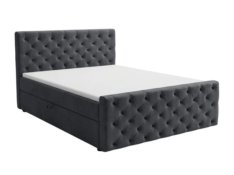 Boxspringbett mit Bettkasten 120x200 Montego Dunkel grau