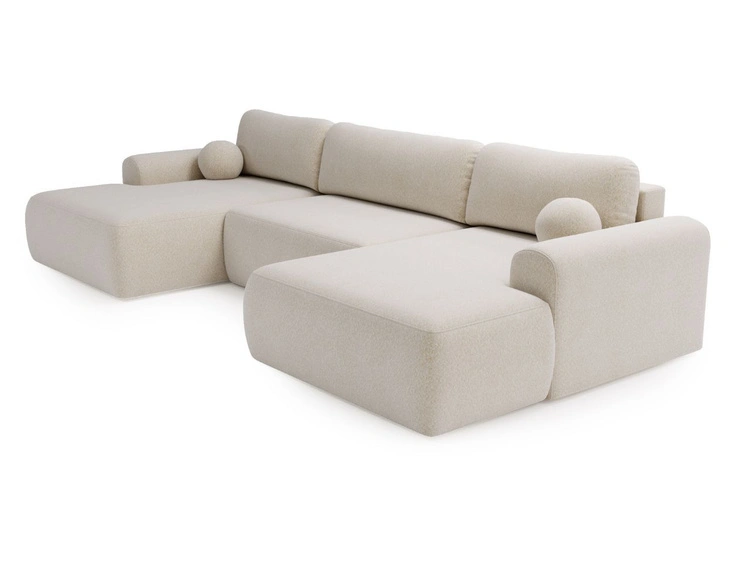 Wohnlandschaft mit Schlaffunktion und Bettkasten Savana Creme