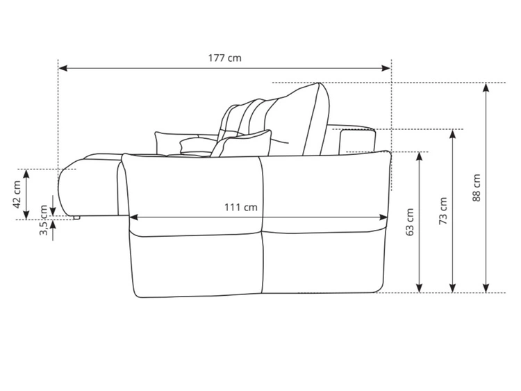 Ecksofa L-Form mit Schlaffunktion und Bettkasten Bene Dunkelgrau