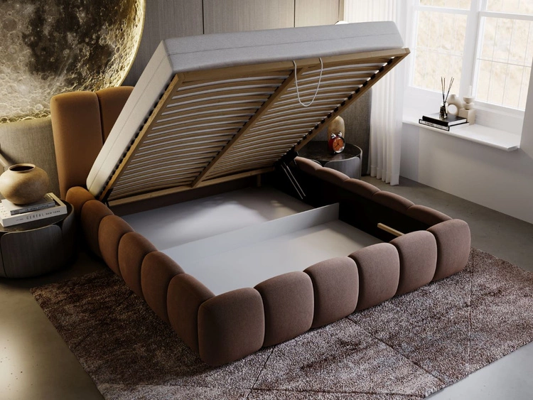 Polsterbett mit Bettkasten und Lattenrost 120x200 Cloud Braun