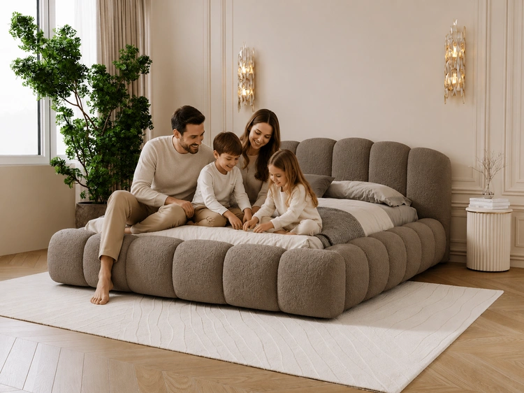 Polsterbett mit Stauraum und Lattenrost 160x200 Cloud Soft Braun