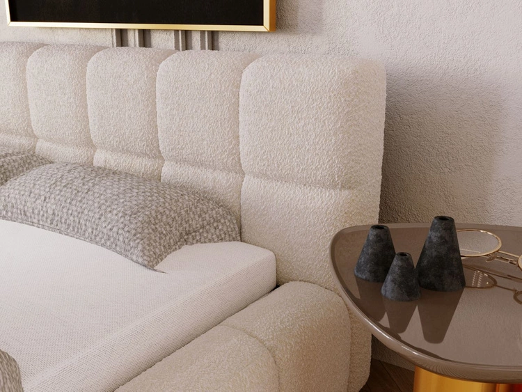 Polsterbett mit Bettkasten und Lattenrost 120x200 Alicante Boucle Beige