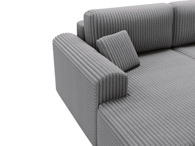 Ecksofa mit Schlaffunktion und Bettkasten Belvio links Dunkelgrau