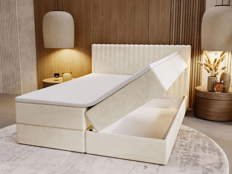 Boxspringbett mit Bettkasten 160x200 Marbella Beige