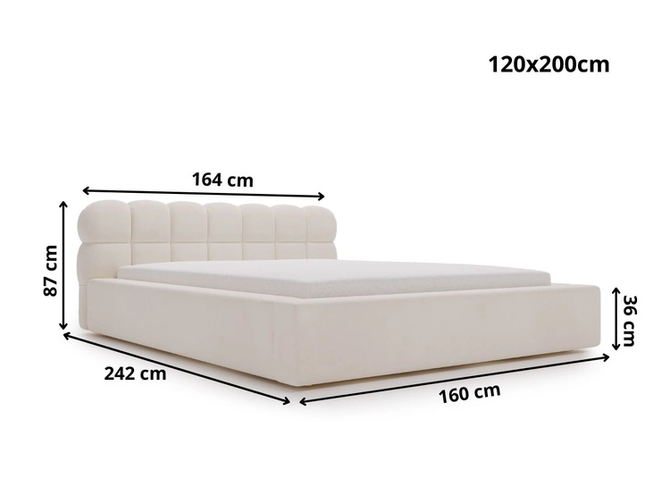Polsterbett mit Bettkasten und Lattenrost 120x200 Plaza Grau