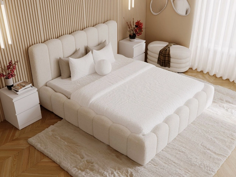 Polsterbett mit Bettkasten und Lattenrost 140x200 Smile Creme