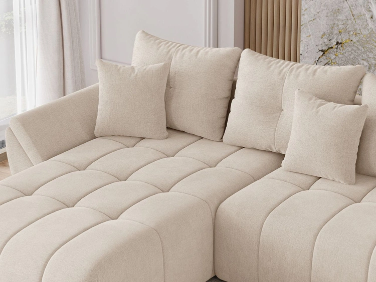 Wohnlandschaft mit Schlaffunktion und Bettkasten Decor U Beige