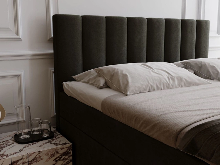 Boxspringbett mit Bettkasten 200x200 Mocca Dunkelgrau