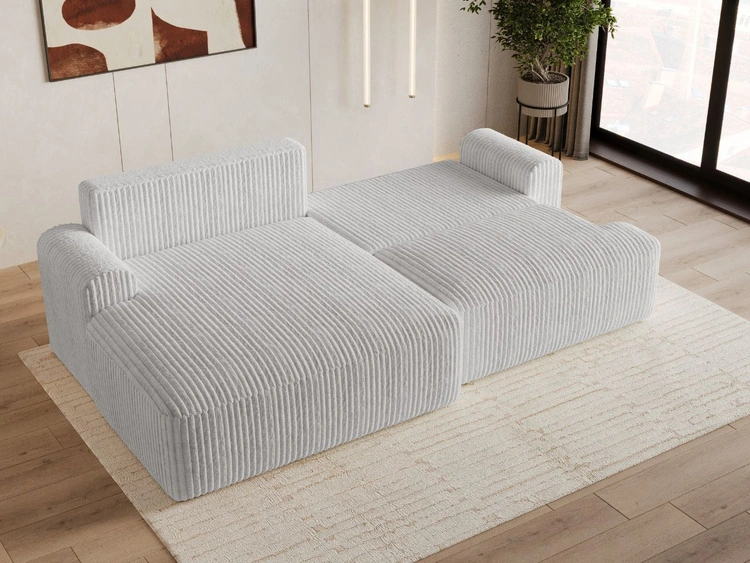 Ecksofa L-Form mit Schlaffunktion und Bettkasten Serene Links Grau