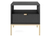 Nachtschrank mit Schublade Amber Schwarz, Gold Frame