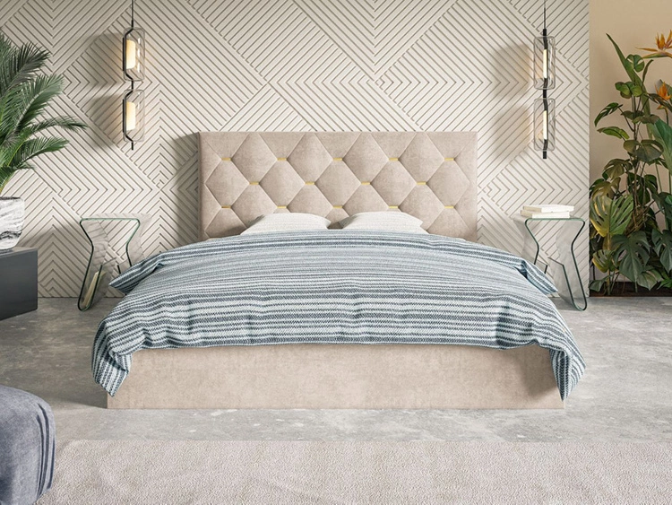 Polsterbett mit Bettkasten und Lattenrost 120x200 Salento Beige