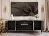 Wohnzimmer-Set im Glamour-Stil auf Beinen Lunelie Schwarz Hochglanz