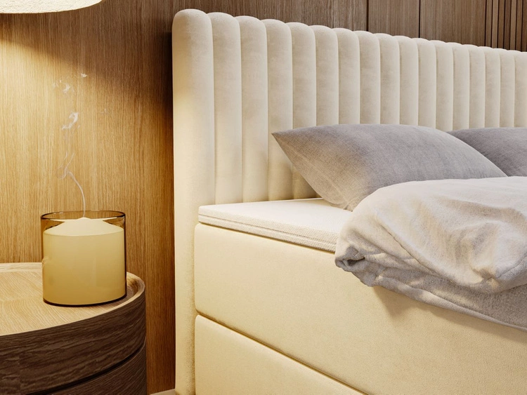 Boxspringbett mit Bettkasten 140x200 Marbella Beige
